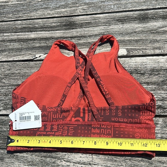 Lululemon Energy High-Neck Longline Bra Medium logo size 8 NWT sports bra Red - Picture 4 of 8